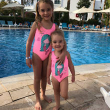 Bikini para niñas de 2 a 8 años, traje de baño de una pieza con dibujos de sirena, ropa de playa, color rosa, novedad de 2020 2024 - compra barato
