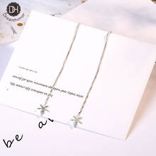 Dreamhonor Silver Color Long Chain Earrings Maple Tree Leaf Drop Earrings Simple Fashion Wedding Jewelry Accessories 2024 - buy cheap