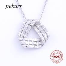 Pekurr Geometric Hollow Triangle 925 Sterling Silver 3D Fold CZ Ribbon Shape Necklace For Women Pandents Fine Jewelry Gifts 2024 - buy cheap