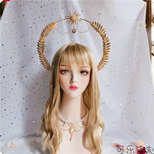 Lolita-Diadema de pelo de estilo gótico, Apolo, sol, Virgen santa, Halo, papa, tocado dorado, accesorios Retro, foto, Ángel, KC, aro de pelo, Cosplay 2024 - compra barato