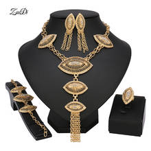 2021 de moda Dubai conjunto de joyería de Color dorado nigeriano boda Africana cuentas pendientes collar conjunto Rosa Blanco Conjunto de joyas de oro 2024 - compra barato