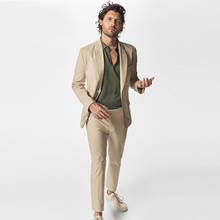 Приталенные повседневные мужские Костюмы Блейзер, свадебные смокинги для жениха, одежда из 2 предметов (куртка + брюки), костюмы для жениха, костюм Homme 2024 - купить недорого