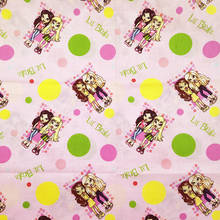 Tecido de algodão estampado abaecom desenhos animados rosa tecido brpartícula boneca/2 meninas patchwork costura camisa menina roupas diy 2024 - compre barato