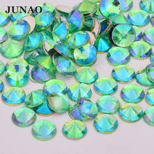 JUNAO Wholesale 4mm 5mm 6mm 10mm Green AB Rivoli Round Fancy Rhinestone Flatback Cabochons Crystal Applique Acrylic Stones 2024 - buy cheap