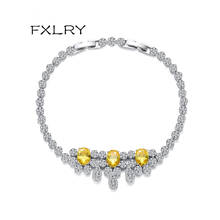 FXLRY High-end white color Cubic Zircon geometric Classic zircon bracelet For Women Party Wedding Jewelry 2024 - купить недорого