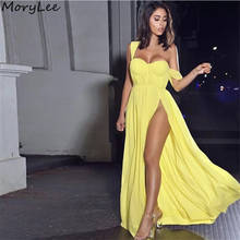 Yellow Evening Dresses Sweetheart Floor Length A-Line Side Slit Evening Dresses With Zipper Back vestidos de fiesta de noche 2024 - buy cheap