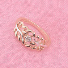 FJ Women White Color 585 Rose Gold Color Petal White Cubic ZIrcon Rings Jewelry 2024 - buy cheap