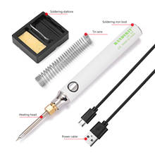Soldador eléctrico de carga USB, Kit de temperatura ajustable con soporte de soldadura, cable de soldadura, 5V, 8W 2024 - compra barato