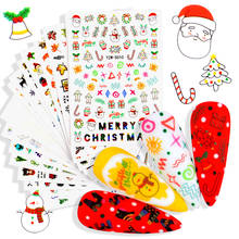 Новогодние слайдеры наклейки на ногти Рождественские 3D снежинки/Санта Клаус/Рождественская елка/Подарки Наклейки маникюрные Зимние Обертывания 2024 - купить недорого