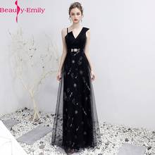 Beauty Emily Romantic V Neck Sleeveless Lace Evening Dress Long Tulle Spaghetti Strap Zipper Back Appliques Dress with Sashes 2024 - buy cheap