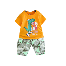 Одежда для маленьких мальчиков; Детская хлопковая летняя футболка с рисунком; Камуфляжные шорты; 2 шт./компл.; Одежда для младенцев; Спортивные костюмы для малышей 2024 - купить недорого