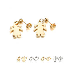 Cartoon Boy And Girl Style Stud Earrings For Women Children Girls Lady health Stainless Steel Mother's Gift 2024 - buy cheap