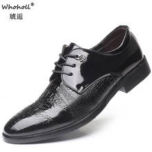 Men's Crocodile Dress Leather Shoes Lace-Up Wedding Party Shoes Mens Business Office Oxfords Flats Plus Size Men Fashion 2024 - buy cheap