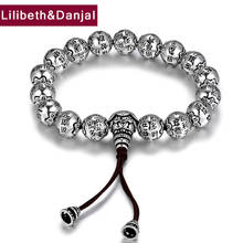 Buddha Beads Bracelet Bangle 100% Pure 925 Sterling Silver Lotus Heart Sutra Adjustable Bracelet for Women Men Jewelry 2020 B08 2024 - buy cheap