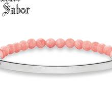 thomas Faceted 6mm Pink Onyx Bead Bracelet Bead Bracelet Stamp silver color Jewelry For Women female 2024 - buy cheap