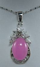 3 kinds! lady's nice pink jade inlay crystal pendant necklace 2024 - buy cheap
