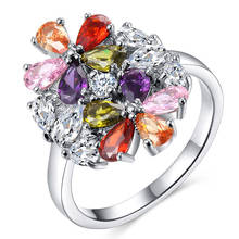 Fashion Jewelry Colorful Flowers Zircon Women's Ring Engagement Wedding Ring Charm Women's Accessories 2024 - buy cheap