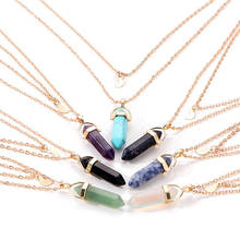 Bohemia Hexagonal Column Quartz Moon Choker Necklace Fashion Natural Stone Bullet Crystal Pendant Necklace For Women Jewelry 2024 - buy cheap