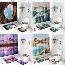 3D Waterfall View Lake and Blue Sky Landscape Bathroom Set Waterproof Shower Curtain Anti-slip Bath Mat Set Toilet Seat Cover 2024 - buy cheap