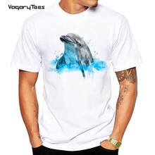 Camiseta informal con estampado de delfín en el agua para hombre, ropa de calle informal, Hipster, de gran tamaño 2024 - compra barato