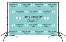 Sweet 16 Girl Birthday Party Banner 16th Teens Diamond Bowknot Backdrop Tiffanyblue Photo Background Table Scene Setter Posters 2024 - buy cheap