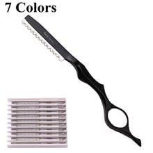 Stainless Steel Professional Salon Sharp Barber Razor Blade Hair Razors Cut Hair Cutting Thinning Knife 1Pcs + 10 Blades A6100 2024 - buy cheap