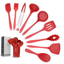 8 Set Silicone Cooking Utensil Spoon Soup Ladle Spatula Turner Fork Tongs Heat Resistant Kitchen Tools Accessories Wholesale K1 2024 - buy cheap