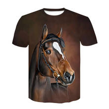 Модная футболка с 3D-принтом лошадей для мальчиков 2020, удобный летний топ для подростков с забавным принтом животных, футболка с коротким рукавом, одежда для мальчиков и девочек, топы 2024 - купить недорого