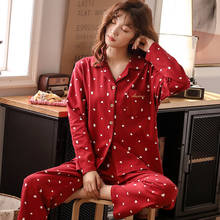 Women Pajamas 100% Cotton Pyjama 2021 Winter Red Sleepwear Ladies Pijama Mujer Home Clothes PJ 100% Cotton Leisure Wear Pajamas 2024 - buy cheap