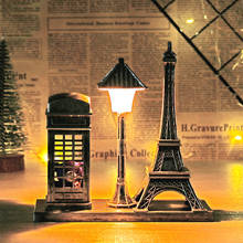 Torre de París Retro de estilo nórdico, lámpara de calle, adornos de escritorio, decoración para el hogar, luz nocturna, manualidades, regalos de cumpleaños 2024 - compra barato