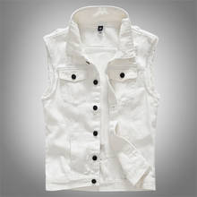 New Brand Vest Male Denim Vest Vintage Sleeveless Washed Jeans Waistcoat Man Cowboy Ripped Jacket Casual Vest men size M-5XL 2024 - buy cheap