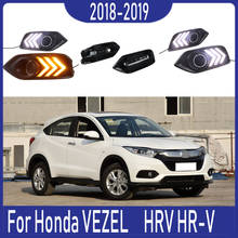 2 pçs para honda vezel hrv HR-V 2018 2019 2020 led luzes diurnas drl com buraco da lâmpada de nevoeiro amarelo turn signal lâmpada noite 2024 - compre barato