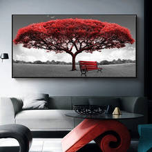 Пейзаж красное дерево и стул художественная картина маслом на холсте постеры и принты Скандинавская картина на стену украшение для дома 2024 - купить недорого