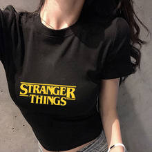 Женская укороченная футболка Stranger Things, модная Рождественская футболка с коротким рукавом и открытым пупком, 2019 2024 - купить недорого