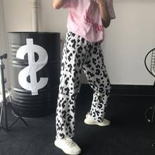Fall 2020 Cute Cow Elastic Waist Casual Pants Straight Pants Black and White Flower Pajama Pants for Women 2024 - buy cheap