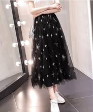 Star skirt women spring and summer new Korean high waist mesh embroidery a word skirts 2024 - buy cheap