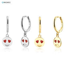KIKICHICC New 925 Sterling Silver Gold Love Heart Happy Face Smiley Drop Earring Dangle Charm Simple Clips Pendiente Jewelry 2024 - buy cheap