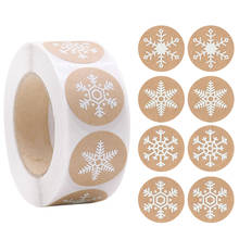 Pegatinas de copos de nieve de Navidad, 500 Uds., pegatinas de papel Kraft redondas de Navidad, decoración de embalaje de regalo de Año Nuevo, etiqueta adhesiva de sello de bolsa de caramelo 2024 - compra barato