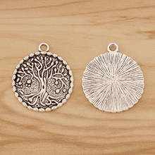 10 peças tibetano árvore de prata redonda encantos pingentes contas para diy colar pulseira jóias fazendo 33x29mm 2024 - compre barato