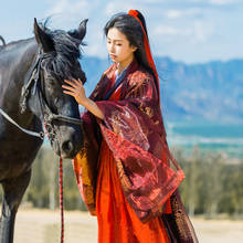 Wei-jin-ropa de boda estilo Hanfu para hombre y mujer, ropa de pareja roja, traje antiguo chino tradicional de la República Han/Tang, DWY4920 2024 - compra barato
