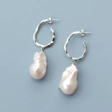 Lii Ji High Quality Big White Baroque Pearl Dangle Earrings 925 Sterling Silver White Gold Plated Delicate Elegant Jewelry 2024 - buy cheap