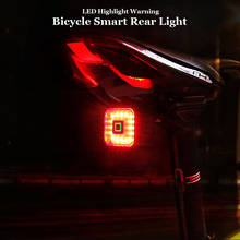 Умный велосипед задний светильник Авто старт/стоп-сигнал зондирования IPx6 Водонепроницаемый USB зарядка Велоспорт Хвост светильник велосипед светодиодный светильник 2024 - купить недорого