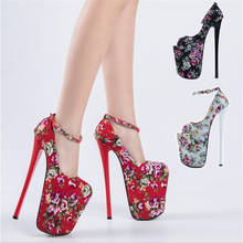 Zapatos de plataforma para mujer, tacones altos finos de 22cm, con correas en el tobillo, stilettos, para travestis, punta redonda, talla 34-47 2024 - compra barato