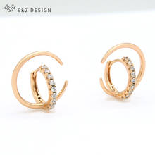 S&Z DESIGN Korean Symmetry Crescent Moon Cubic Zirconia Dangle Earrings Champagne Gold For Women Wedding Gift Party Jewelry 2024 - buy cheap