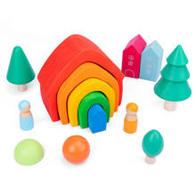 Baby Toys Wooden Rainbow Building Blocks Stacker Block Toys Creative Rainbow Building Blocks Educational Toys For Children 2-4 2024 - buy cheap