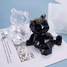 Molde de resina de oso para manualidades, oso geométrico tridimensional, epoxi de cristal, decoración de dibujos animados, pequeño molde de silicona Rilakkuma 2024 - compra barato