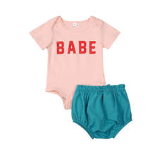 Conjuntos de ropa de verano para bebés y niños pequeños, Pelele de manga corta con letras y pantalones cortos de algodón PP 2024 - compra barato
