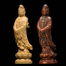Mercy Goddess Guanyin Buddha Statue Chinese Home Decor Wall Sculpture Car Accessories Solid Wood Kuan Yin 2024 - buy cheap
