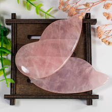 Jade guasha raspagem corporal, ferramenta de massagem natural de cristal rosa, quartzo guasha, formato asa, pedra de raspagem facial 2024 - compre barato