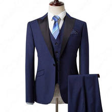 Mans Suits For Wedding Evening Party Men Suits Peak Lapel Trim Fit Custom Made Groom Tuxedos Three Piece Suit(Jacket+Pants+Vest) 2024 - buy cheap